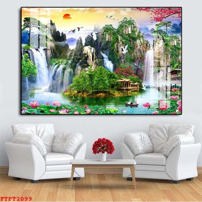 File gốc Tranh sơn thủy thác nước FTPT2099 (dành cho trang trí nội thất)