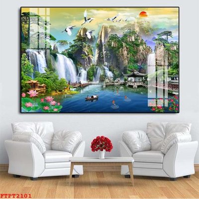 File tranh in mica Tranh sơn thủy thác nước FTPT2101 (độ phân giải cao)