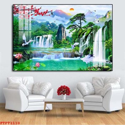 File ảnh Tranh sơn thủy thác nước FTPT2110 (gốc) in PP, decal