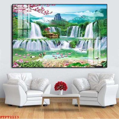 Tệp tin gốc Tranh sơn thủy thác nước FTPT2113 (chất lượng cao) Tranh sơn thủy thác nước FTPT2113
