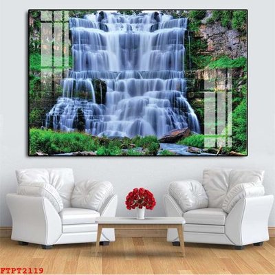 File tranh gốc Tranh sơn thủy thác nước FTPT2119 chủ đề hiện đại