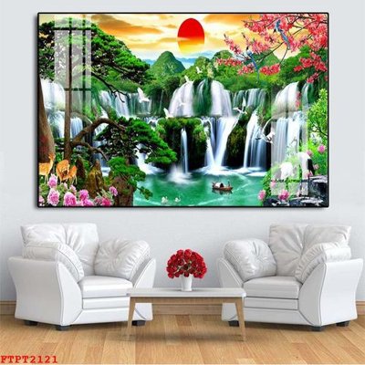 File ảnh Tranh sơn thủy thác nước FTPT2121 (gốc) trang trí khách sạn
