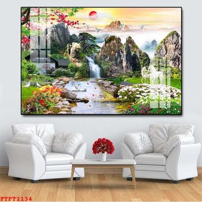 File gốc in ấn Tranh sơn thủy thác nước FTPT2134 (sẵn sàng tải về)