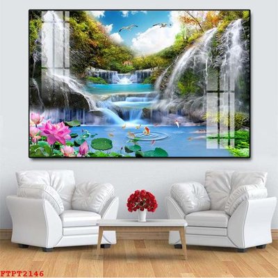 File tranh Tranh sơn thủy thác nước FTPT2146 (file gốc) chuẩn màu in