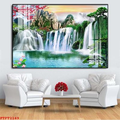 File tranh gốc Tranh sơn thủy thác nước FTPT2149 (bản đẹp) độc quyền