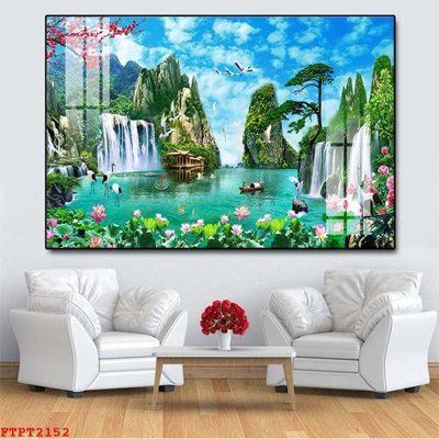 Download file Tranh sơn thủy thác nước FTPT2152 (gốc) cho xưởng in