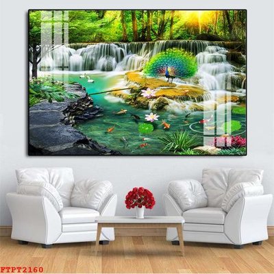 File tranh Tranh sơn thủy thác nước FTPT2160 (bản gốc) treo quán cafe