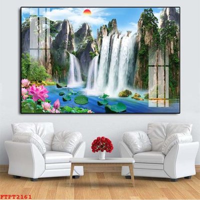 File in trần Tranh sơn thủy thác nước FTPT2161 (file gốc) phong thủy