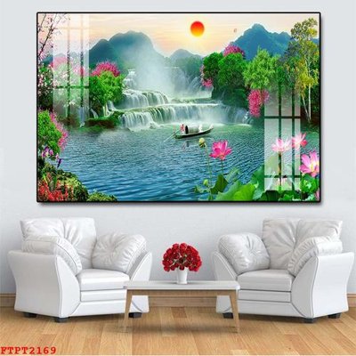 File gốc Tranh sơn thủy thác nước FTPT2169 (ảnh rõ nét) để in