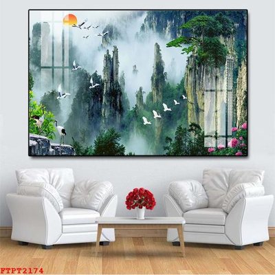 File tranh gốc Tranh sơn thủy thác nước FTPT2174 (bản quyền) Filetranh.com