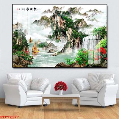 File PSD Tranh sơn thủy thác nước FTPT2177 (bản gốc) đã tách nền