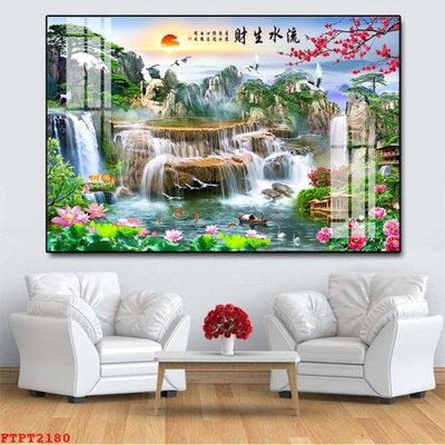 File gốc Tranh sơn thủy thác nước FTPT2180 (PNG) không nền chất lượng
