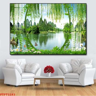 File tranh Tranh sơn thủy thác nước FTPT2182 (ảnh gốc) độ nét vượt trội