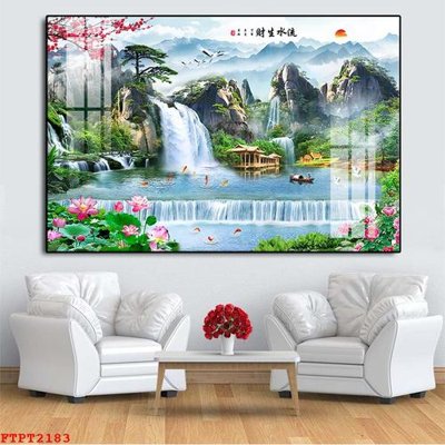 File gốc Tranh sơn thủy thác nước FTPT2183 (phiên bản chuẩn) để in ấn