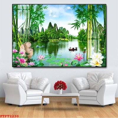 Tải file Tranh sơn thủy thác nước FTPT2230 (PSD) cho in ấn quảng cáo