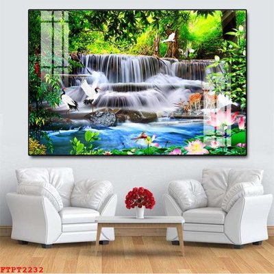 File tranh Tranh sơn thủy thác nước FTPT2232 (bản gốc) treo quán cafe