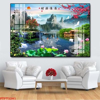 File ảnh Tranh sơn thủy thác nước FTPT2241 (gốc) in quảng cáo ngoài trời