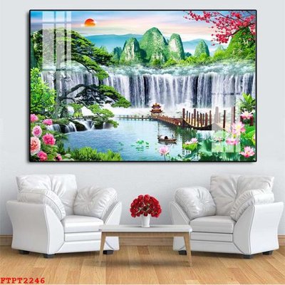Ảnh gốc Tranh sơn thủy thác nước FTPT2246 (độ nét cao) in mica