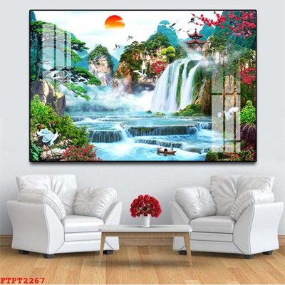 Download file ảnh gốc Tranh sơn thủy thác nước FTPT2267 để in ấn