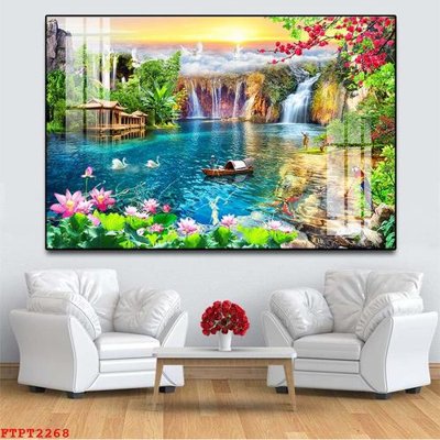 File tranh Tranh sơn thủy thác nước FTPT2268 (gốc) chủ đề thiên nhiên