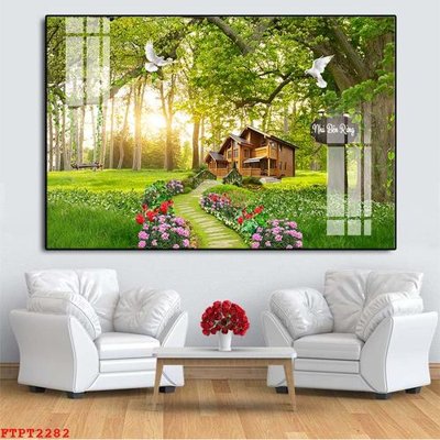 File gốc Tranh sơn thủy thác nước FTPT2282 (in mica) làm bảng hiệu