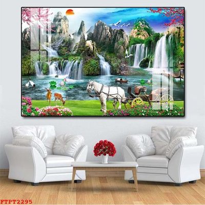 File gốc Tranh sơn thủy thác nước FTPT2295 (cho in UV) siêu nét