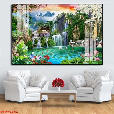 Tải file Tranh sơn thủy thác nước FTPT2296 (gốc) làm file thiết kế