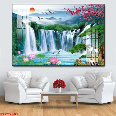 Tệp tin gốc Tranh sơn thủy thác nước FTPT2309 (dùng cho in ấn) chuyên nghiệp