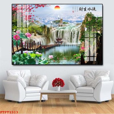 Tải file Tranh sơn thủy thác nước FTPT2313 (gốc) in trên mọi chất liệu