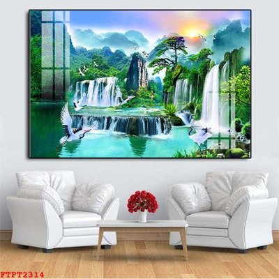 File tranh in mica Tranh sơn thủy thác nước FTPT2314 (độ phân giải cao)