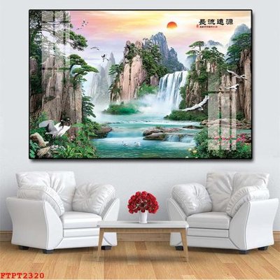 File gốc Tranh sơn thủy thác nước FTPT2320 (in mica) trang trí