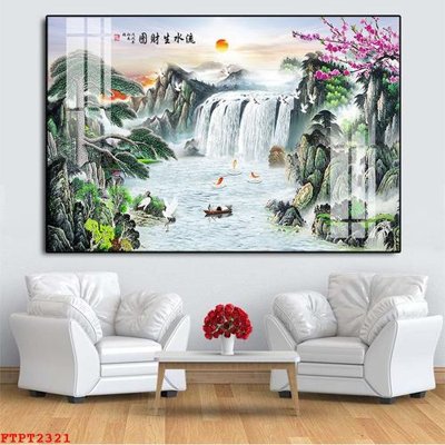 File gốc Tranh sơn thủy thác nước FTPT2321 (cho in 3D) độc đáo