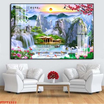 File PSD Tranh sơn thủy thác nước FTPT2322 (bản gốc) độ phân giải cao