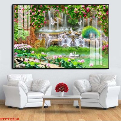 File gốc Tranh sơn thủy thác nước FTPT2330 (PSD/TIFF) độ phân giải cao