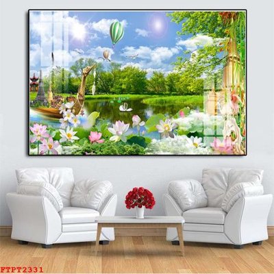 File ảnh Tranh sơn thủy thác nước FTPT2331 (gốc) in PP, decal