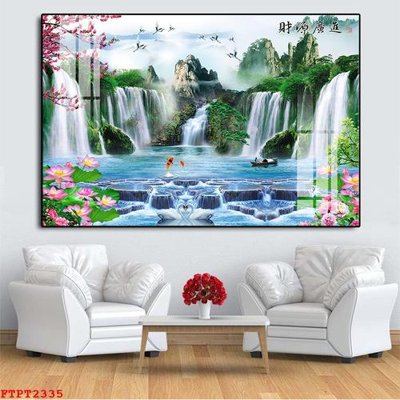 Tải file Tranh sơn thủy thác nước FTPT2335 (PSD) cho in tranh kính