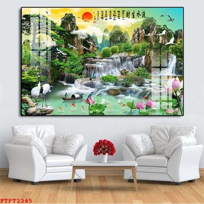 File tranh trang trí Tranh sơn thủy thác nước FTPT2345 (tải file gốc)