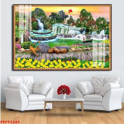 File ảnh Tranh sơn thủy thác nước FTPT2349 (gốc) in poster