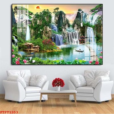 File tranh Tranh sơn thủy thác nước FTPT2353 (gốc) chủ đề trẻ em
