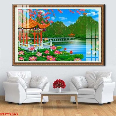 Download file gốc Tranh sơn thủy thác nước FTPT2362 (in mica) trang trí