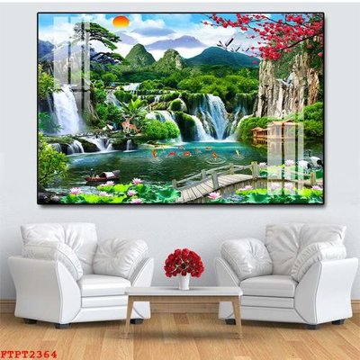 File gốc Tranh sơn thủy thác nước FTPT2364 cho in ấn và thiết kế