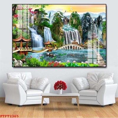 File tranh Tranh sơn thủy thác nước FTPT2365 (ảnh gốc) độ nét vượt trội