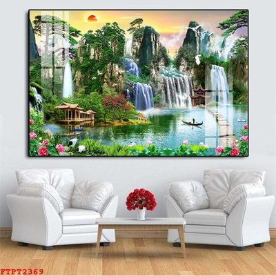 File tranh Tranh sơn thủy thác nước FTPT2369 (ảnh gốc) sắc nét hoàn hảo