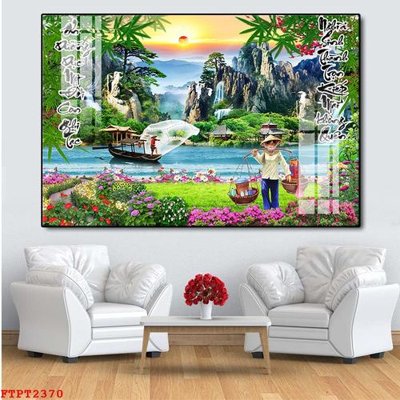 File in trần Tranh sơn thủy thác nước FTPT2370 (bản gốc) trời sao