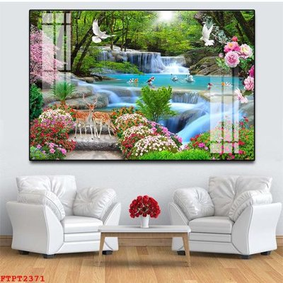 Hình ảnh file gốc in lụa Tranh sơn thủy thác nước FTPT2371