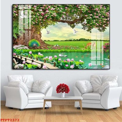 File PSD Tranh sơn thủy thác nước FTPT2372 (gốc) tách lớp chi tiết