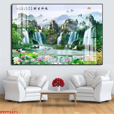 File ảnh Tranh sơn thủy thác nước FTPT2373 (gốc) cho trang trí nội thất