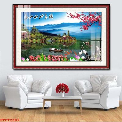 File in ấn Tranh sơn thủy thác nước FTPT2382 (bản gốc) từ file gốc