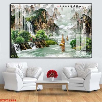 File in ấn Tranh sơn thủy thác nước FTPT2384 (bản gốc) từ file gốc