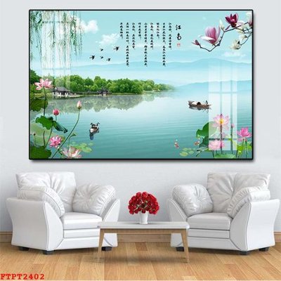 File PSD Tranh sơn thủy thác nước FTPT2402 (chất lượng in ấn)